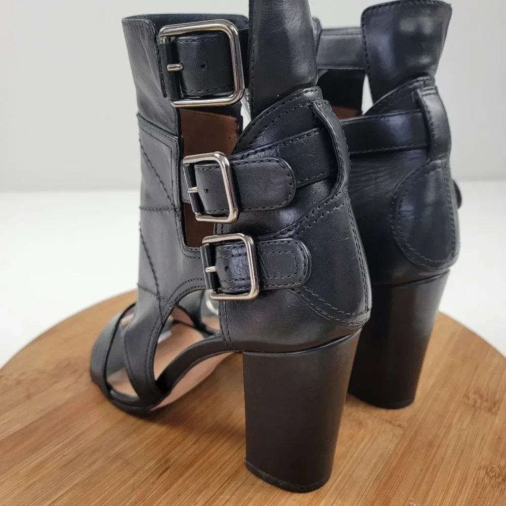 Laurence Dacade Felicite Black Leather Block Heels Womens‎ Shoe sz US 6 EU 37